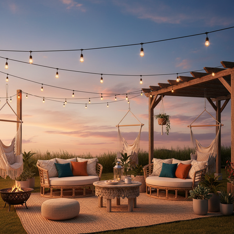 96FT Outdoor Festoon String Lights, Pack with 30 LED Bulbs, Waterproof Warm White Patio Lights