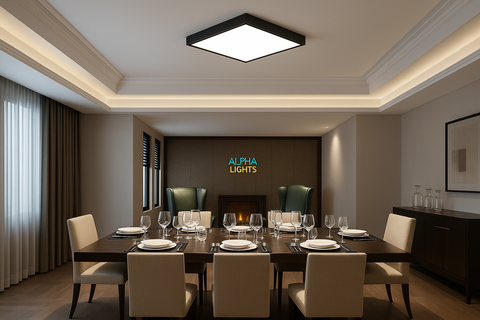 Modern LED Square Flush Ceiling Light 36W Black