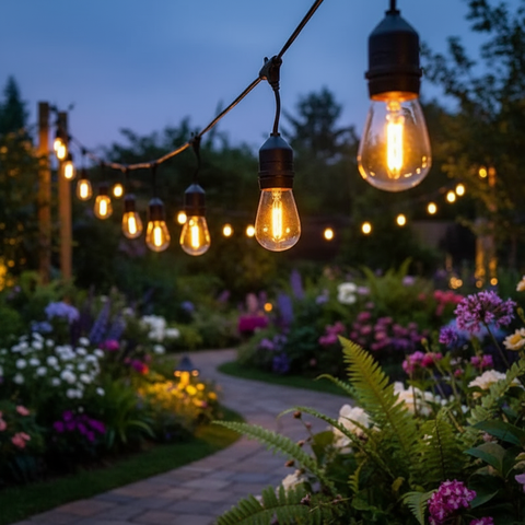 Festoon Lights 48FT Outdoor Waterproof 15 LED Filament Bulbs