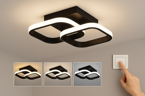 Modern LED Double Square Ceiling Light - 22W