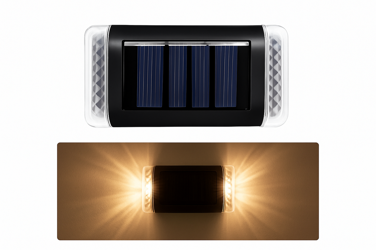Pack of 4 Solar Powered Wall Lights – Outdoor Fence & Garden
