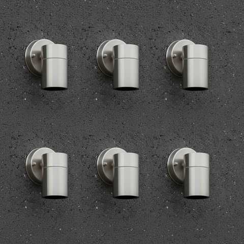 Modern Stainless Steel GU10 Outdoor Down Wall Light IP44 Waterproof Garden Wall Sconce Silver Exterior Porch Patio Light with Bulb Options & Multi-Pack Bundles
