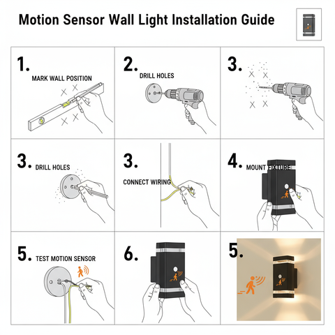Up Down Black Outdoor Wall Light with PIR Motion Sensor– IP65 LED