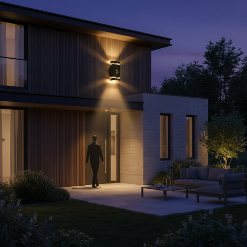 Up Down Black Outdoor Wall Light with PIR Motion Sensor– IP65 LED