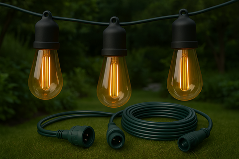 98 FT Outdoor Festoon String Lights, Pack with 32 LED Bulbs, Waterproof Warm White Patio Lights
