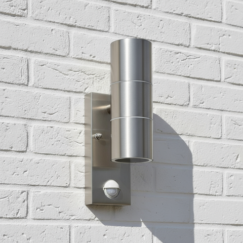 PIR Sensor Silver Outdoor Wall Light – Motion Security Lamp