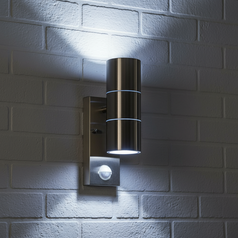 PIR Sensor Silver Outdoor Wall Light – Motion Security Lamp