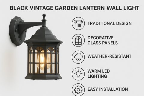 Outdoor Wall Mounted Light – Vintage Garden Lantern – Outside Sconce Lighting Lamp