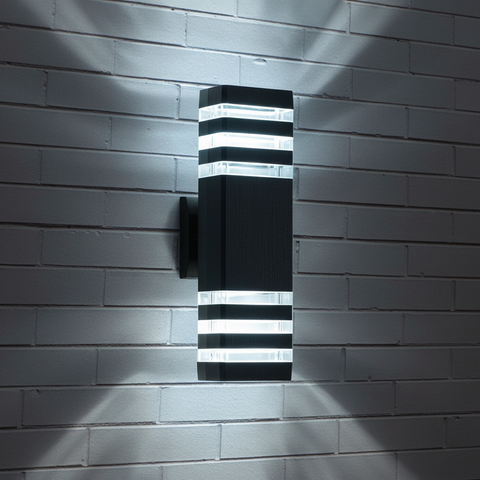 Outdoor Up And Down Light, 3 Layers Black Modern LED Wall Sconce - Waterproof Porch Light, With E27 Bulbs