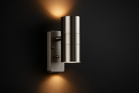 Modern Brushed Chrome IP44 Rated Up/Down Outdoor Security Wall Light