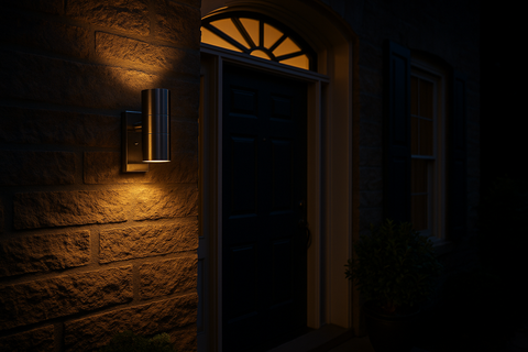 Modern Brushed Chrome IP44 Rated Up/Down Outdoor Security Wall Light