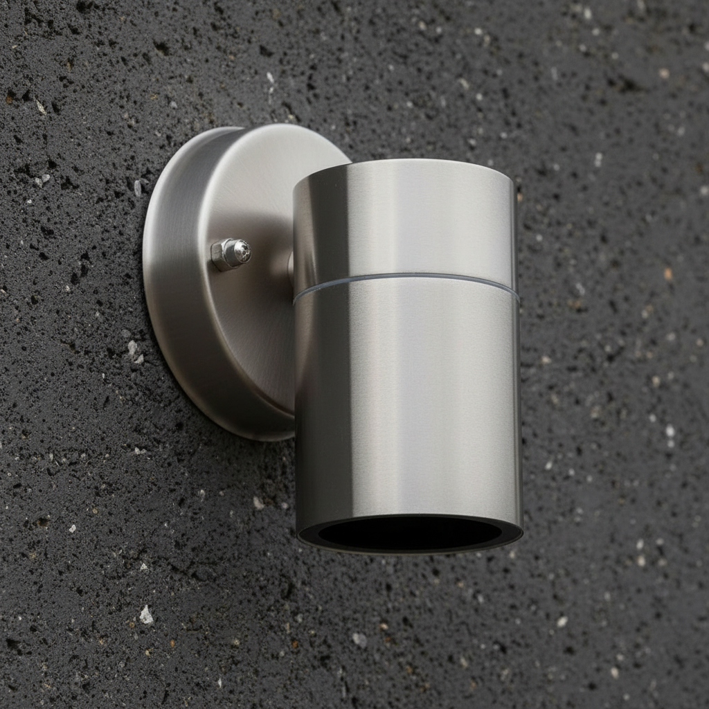 Modern Stainless Steel GU10 Outdoor Down Wall Light IP44 Waterproof Garden Wall Sconce Silver Exterior Porch Patio Light with Bulb Options & Multi-Pack Bundles