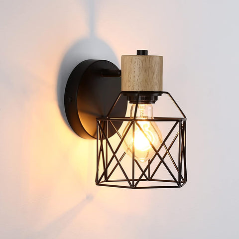 industrial wooden wall light

