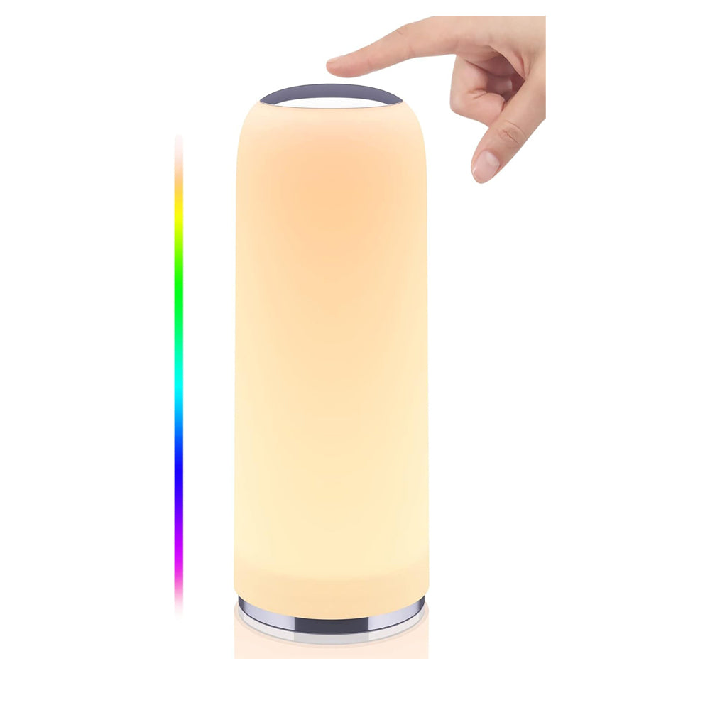 Bedside Table Lamp, RGB Colour Changing Touch Lamp with Timer Function, Dimmable Nightstand Lamp for Bedroom, Warm White Night Light with Memory Function for Living Room