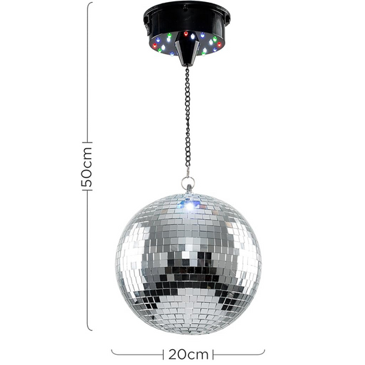 Rotating Motorised Battery Operated Multi Coloured Disco Mirror Ball Ceiling Light