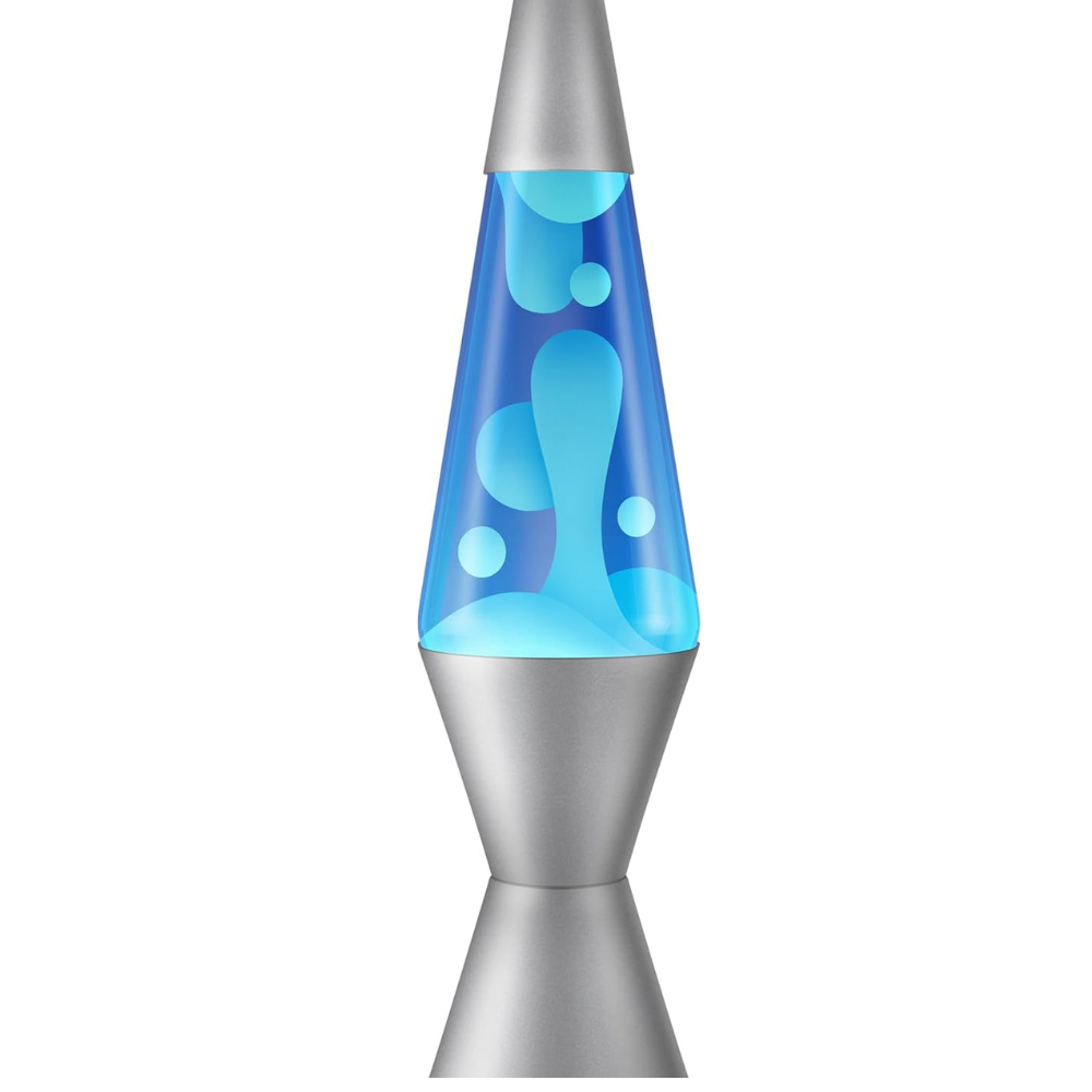 White Wax, Blue Liquid, Silver Base and Cap, Original 14.5 inch Motion Lamp to Illuminate Your Mood