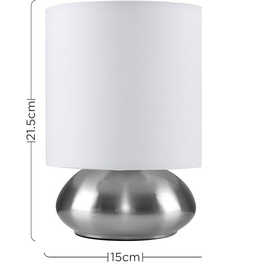 Pair of - Chrome Touch Table Lamps with White Shades