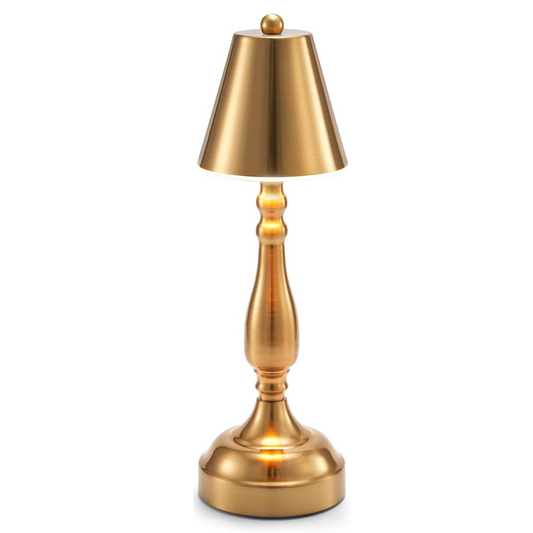 Portable Cordless Table Lamp, 5200mAh Battery Operated Small Table Lamps Rechargeable 3 Color Stepless Dimming Touch Lamp for Restaurant Bar Cafe Bedroom Outdoor Patio Bedside, Antique Brass