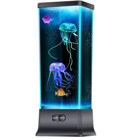 Cool Jellyfish Tank Aquarium Lamp Night Mood Light for Birthday Holiday Christmas Gifts for Boys Girls Men Wome Home Office Decoration Relaxion