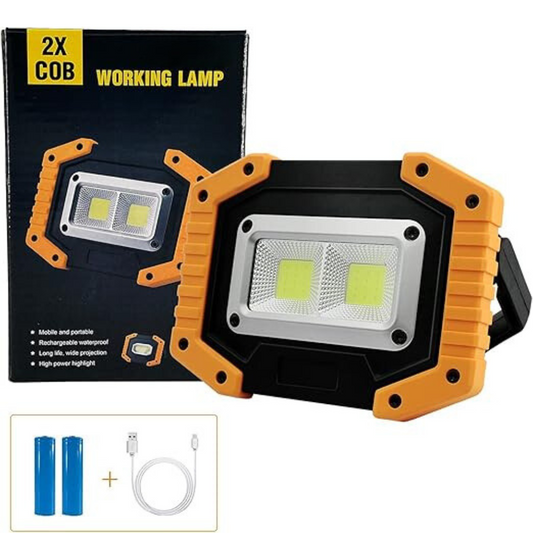 LED Rechargeable Work Light - 30W 2000LM USB Portable Super Bright Cordless Outdoor Floodlight Battery Powered Flood Working Site COB Light for Garage/Workshop/Camping/Hiking/Fishing