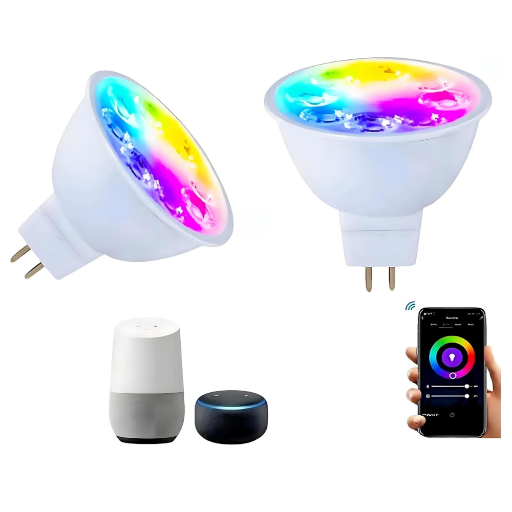 Smart MR16 GU5.3, Gu10 LED Bulbs, APP Controls RGB MR16  Light Bulb Colour Changing WiFi Bulbs Compatible with Alexa and Google Home,450LM 12V Bi-Pin Base,MR16