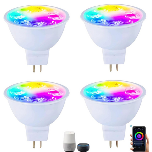 Smart MR16 GU5.3, Gu10 LED Bulbs, APP Controls RGB MR16  Light Bulb Colour Changing WiFi Bulbs Compatible with Alexa and Google Home,450LM 12V Bi-Pin Base,MR16