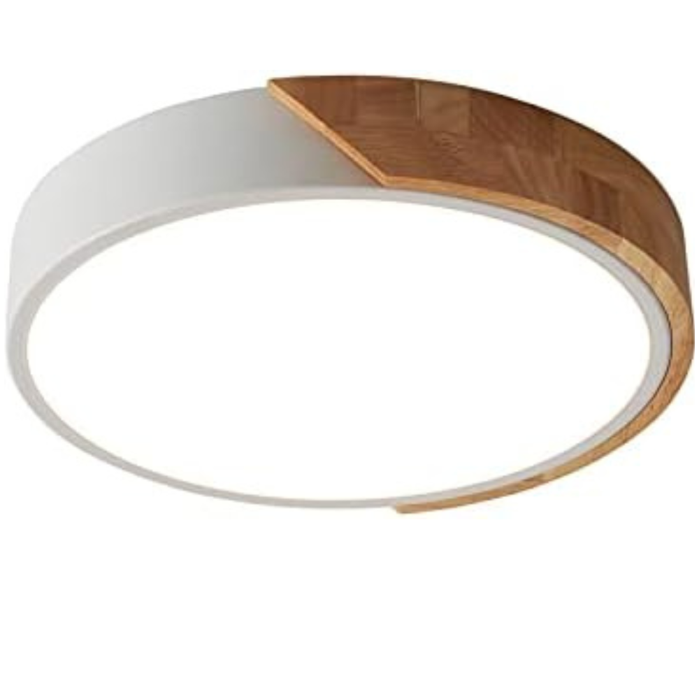 LED Ceiling Light 24W Warm White 3000K 1600LM, Indoor Wooden Round Modern Led Ceiling Lights Ø30cm for Lounge Hallway Home Office Outside Porch