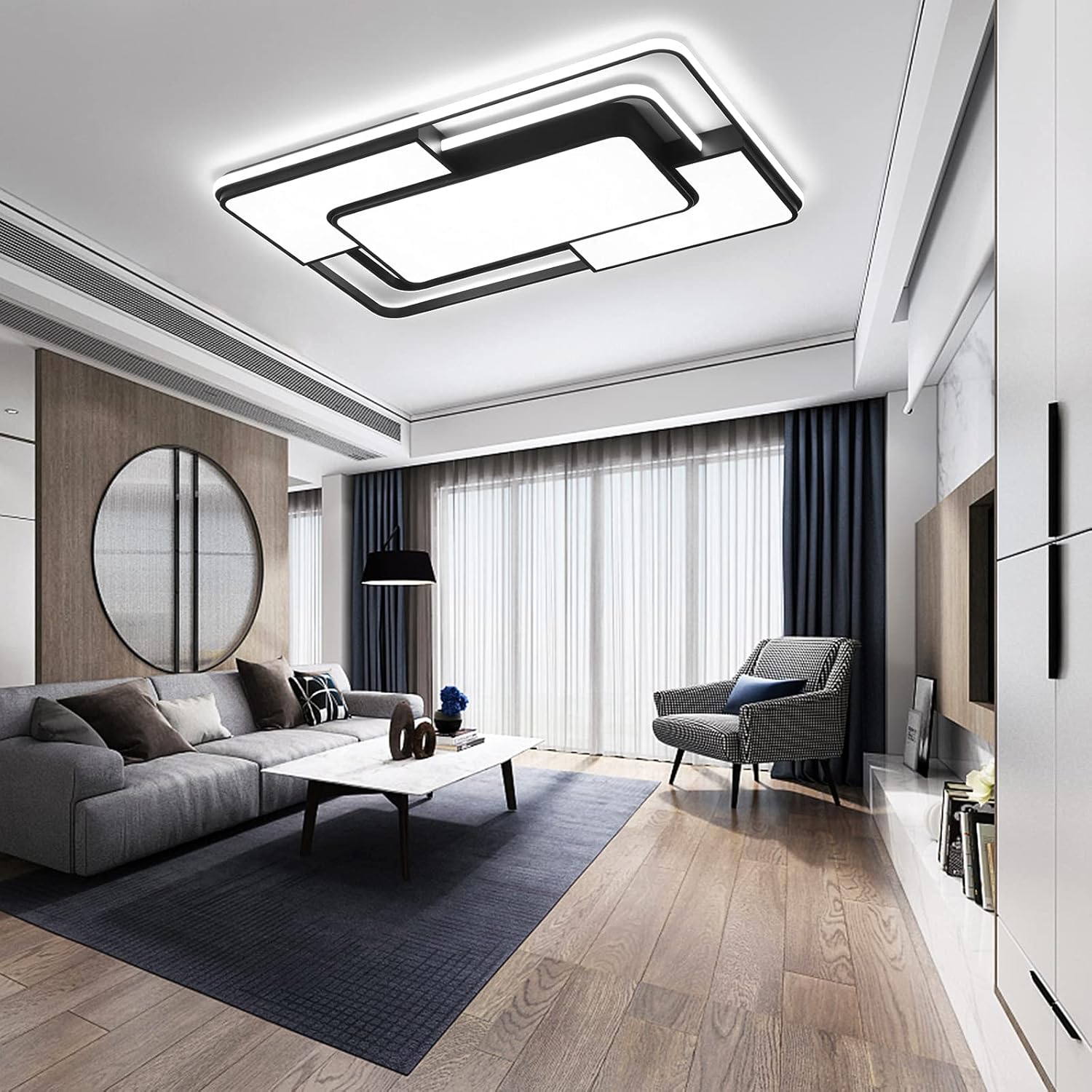 Modern LED Ceiling Light Installed in a Living Room

