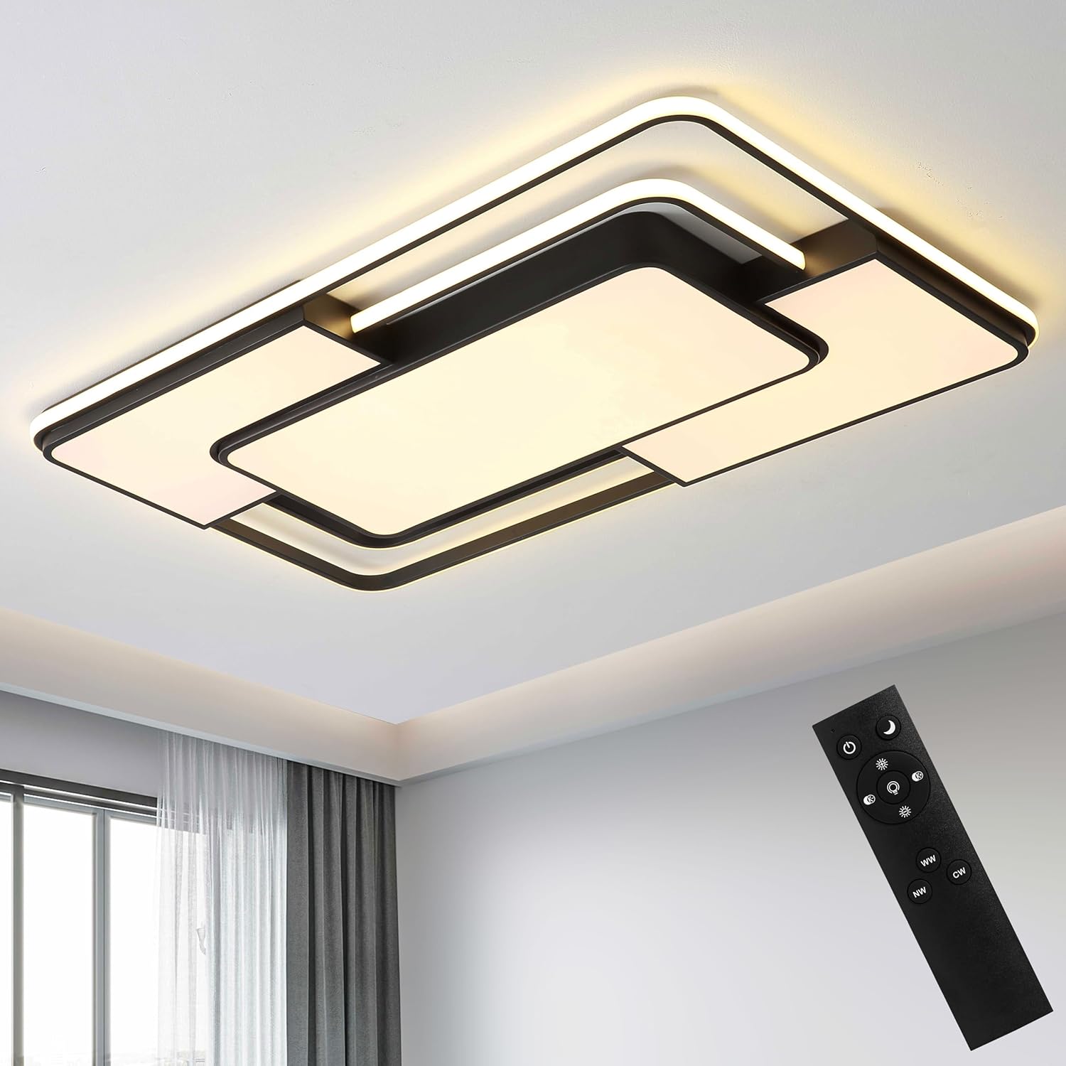 Close-up of White Acrylic LED Ceiling Light with 6500K Cool White Glow

