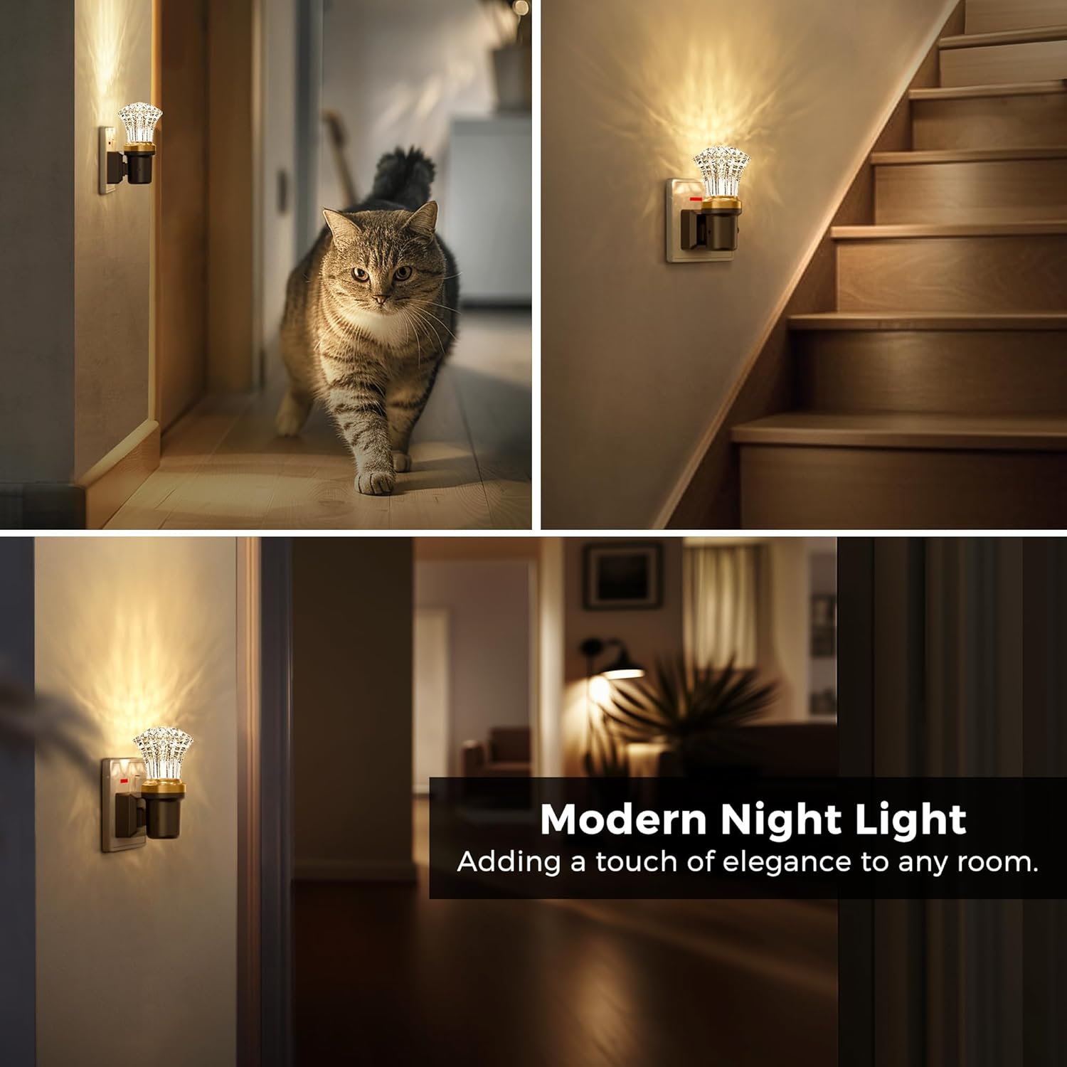 plug in night light with gold-tone ring

