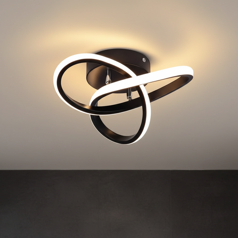 Modern 22W LED Ceiling Light Curved Acrylic Design Lamp – Warm White & 3 Color Changing Modes – Black & White Options for Kitchen, Bedroom, Hallway & Indoor Spaces