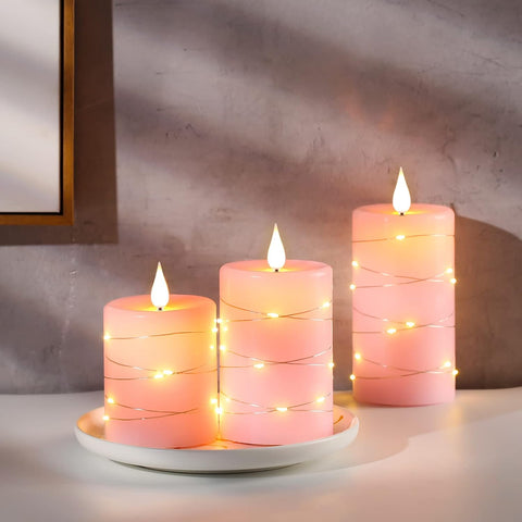 real wax flameless candles rose