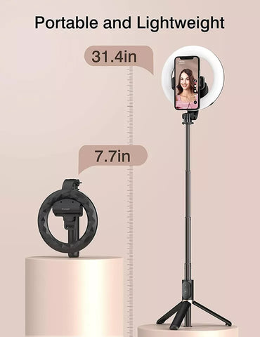 Clip-on ring light attached to a laptop for a Zoom call.

