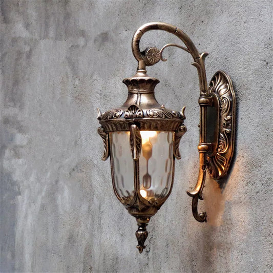 Exterior Wall Lanterns, Outdoor Wall Sconce Porch Light Fixture,Black Glass Lantern Wall Light Porch Indoo
