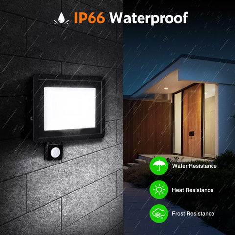 Close-up of the 30W LED PIR Floodlight from Alpha Lights showcasing its sleek design

