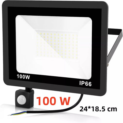 30W LED PIR Floodlight from Alpha Lights in a snowy environment, showcasing its durability

