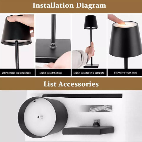 Cordless Lamp Rechargeable Table Lamp LED Dimmable Lamp Night Light Decor NEW