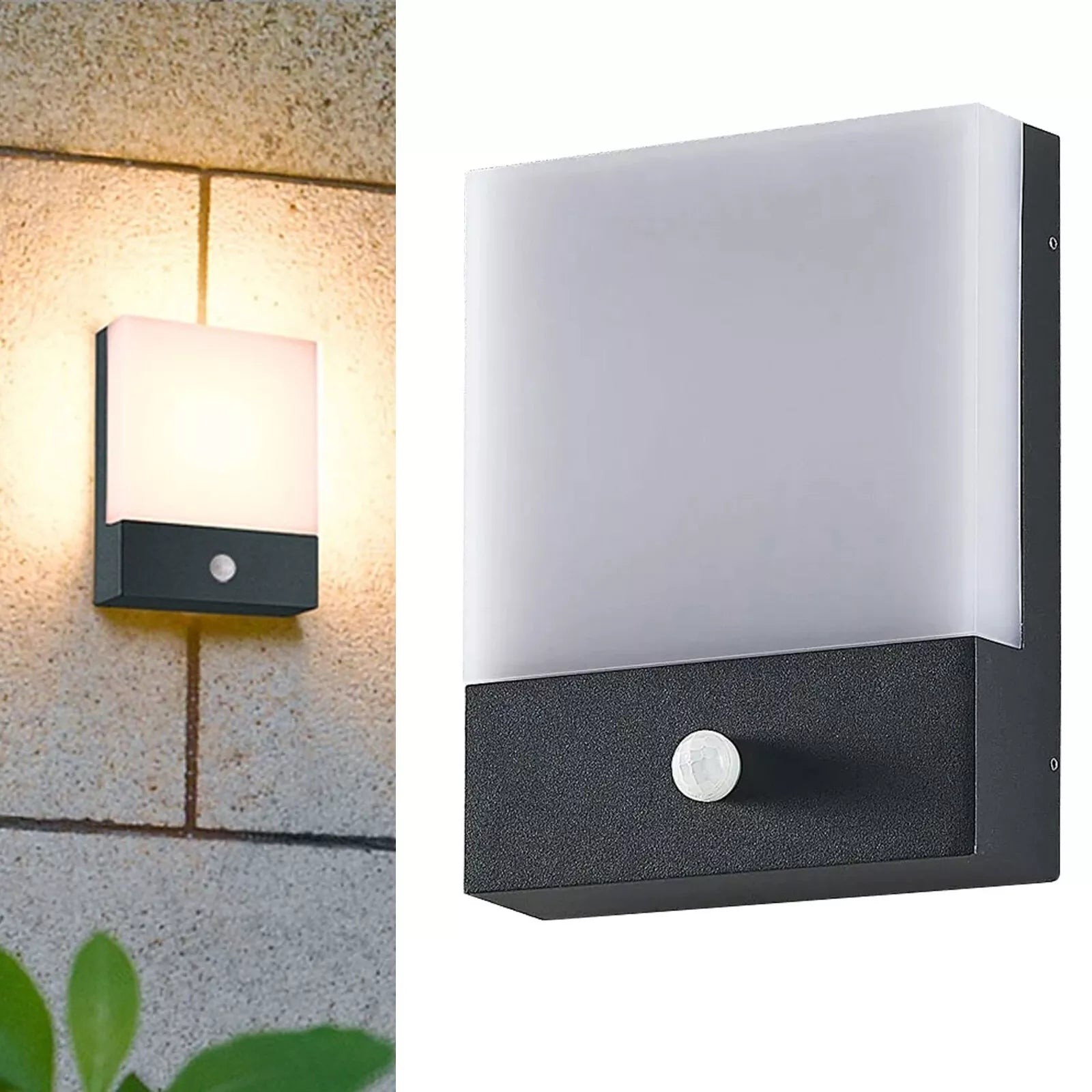 Modern LED Motion Sensor Wall Light LED Outdoor Square Fitting 12W Wall Lamp