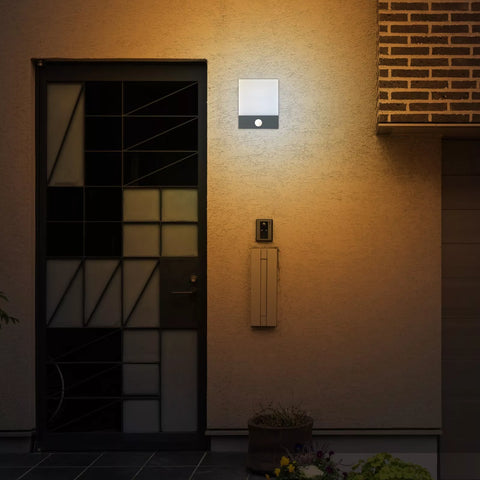 Modern LED Motion Sensor Wall Light LED Outdoor Square Fitting 12W Wall Lamp