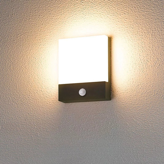 Modern LED Motion Sensor Wall Light LED Outdoor Square Fitting 12W Wall Lamp