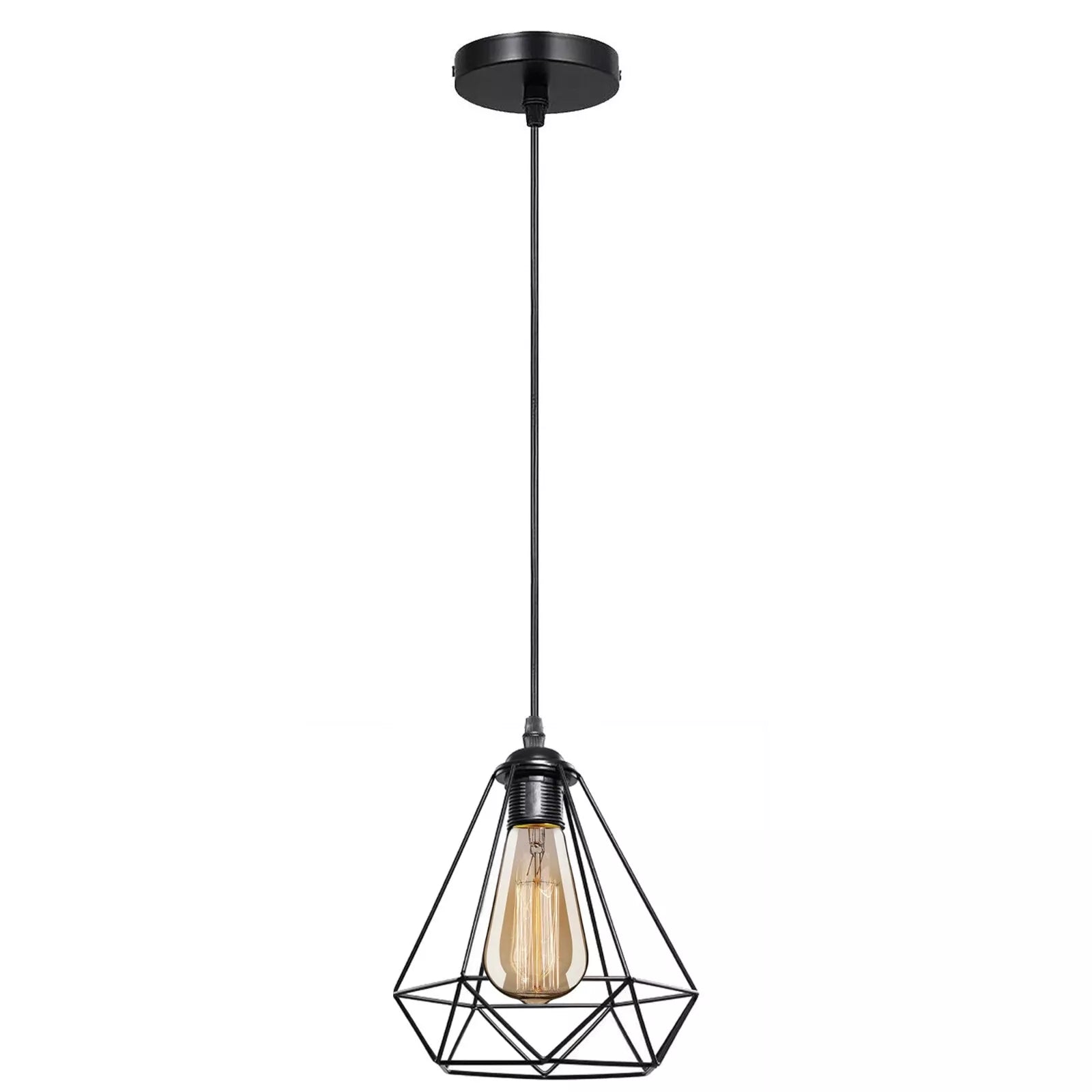 Ceiling Pendant Light Industrial Metal Cage Light LED Hanging Retro Lamp