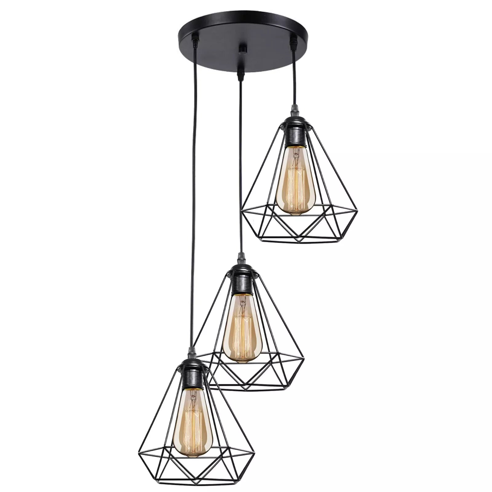 Ceiling Pendant Light Industrial Metal Cage Light LED Hanging Retro Lamp