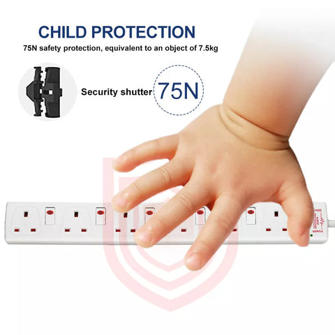 4/6 Way Gang 1m/2m/5M Cable Switched Surge Protect Extension Lead Plug Sockets