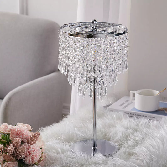 2 Design Chrome Crystal Jewelled Table Reading Lamp Bedside Desk Light Droplet