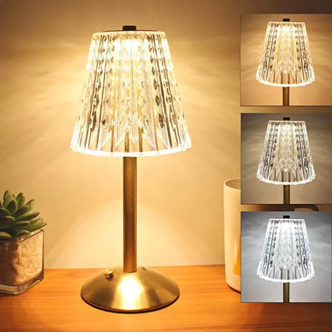 Modern LED Table Lamp illuminating a cozy bedroom corner.​

