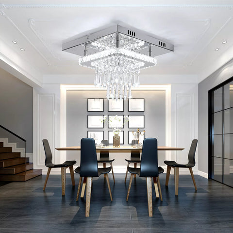 Cool White LED Ceiling Fixture with Crystal Style

