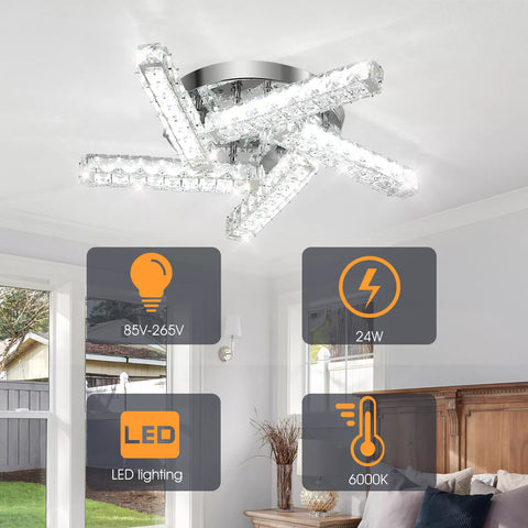 Crystal LED Ceiling Light for Living Room UK

