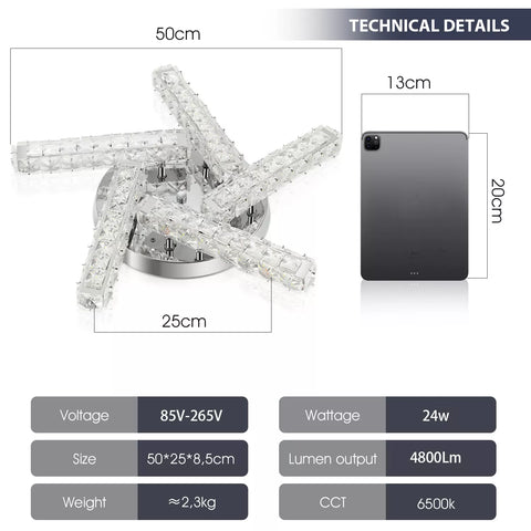 Modern Ceiling Fixture with Acrylic Crystals UK

