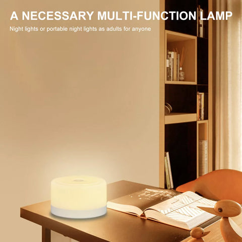 Lamp casting ambient light in a reading nook

