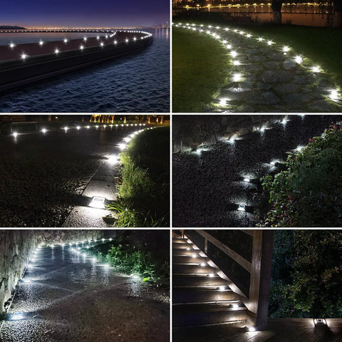 Compact waterproof LED solar lights on stairs

